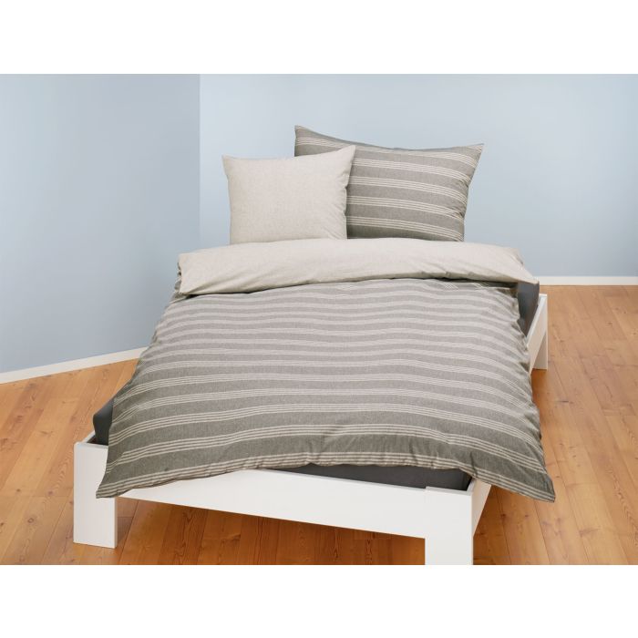 Image of Bettwäsche gestreift in Mélange-Optik, grau, 50x70 cm bei Lehner Versand Schweiz