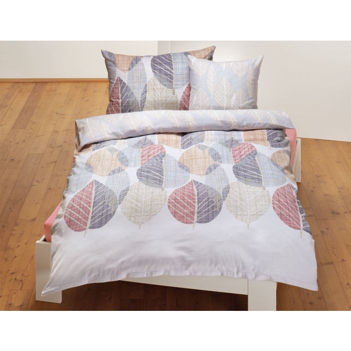 Image of Bettwäsche mit Ginkoblättern auf hellem Untergrund, natur, 65x65 cm bei Lehner Versand Schweiz