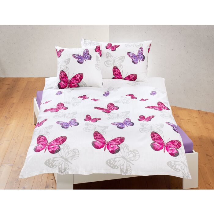 Bettwäsche mit Schmetterlingen pink-lila – Duvetbezug – 160x240 cm