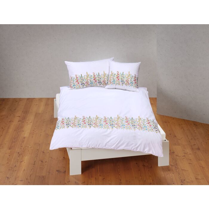 Bettwäsche mit bunter Blumenstickerei – Duvetbezug – 160x210 cm