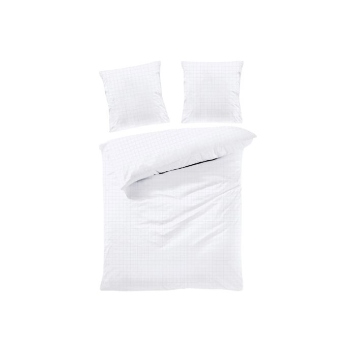 Linge de lit en satin damassé à motif de carreaux