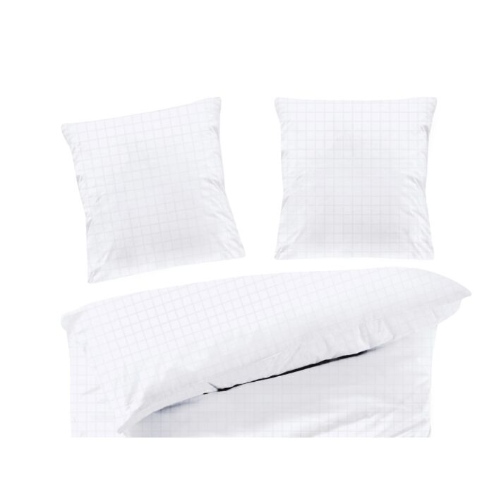 Linge de lit en satin damassé à motif de carreaux