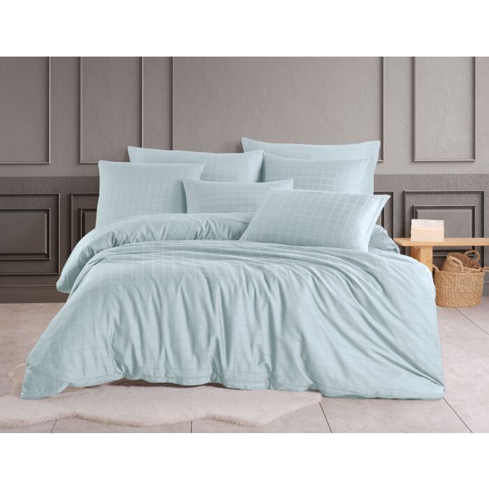 Linge de lit en satin damassé à motif de carreaux