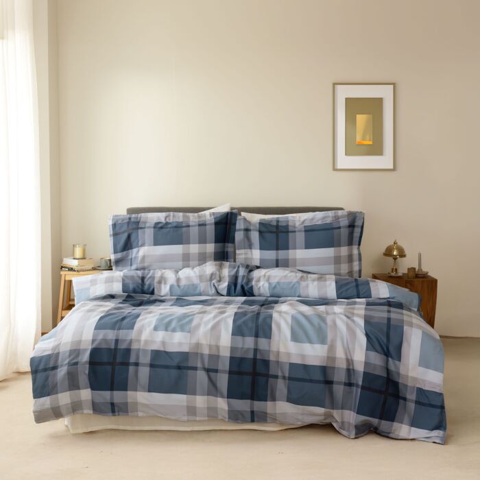 Linge de lit avec motif à carreaux