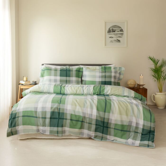 Linge de lit avec motif à carreaux