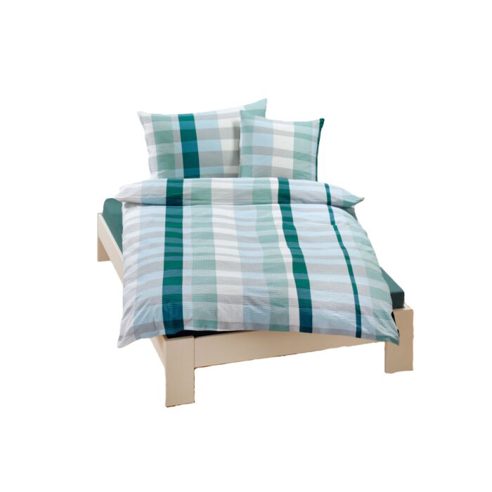 Linge de lit à carreaux et rayures main product photo