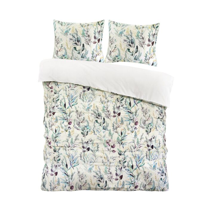 Linge de lit avec feuilles en aquarelle main product photo