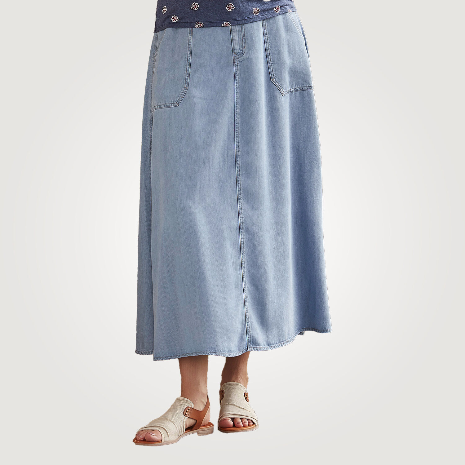 Jupe midi aspect jean en Lyocell Lehner Versand