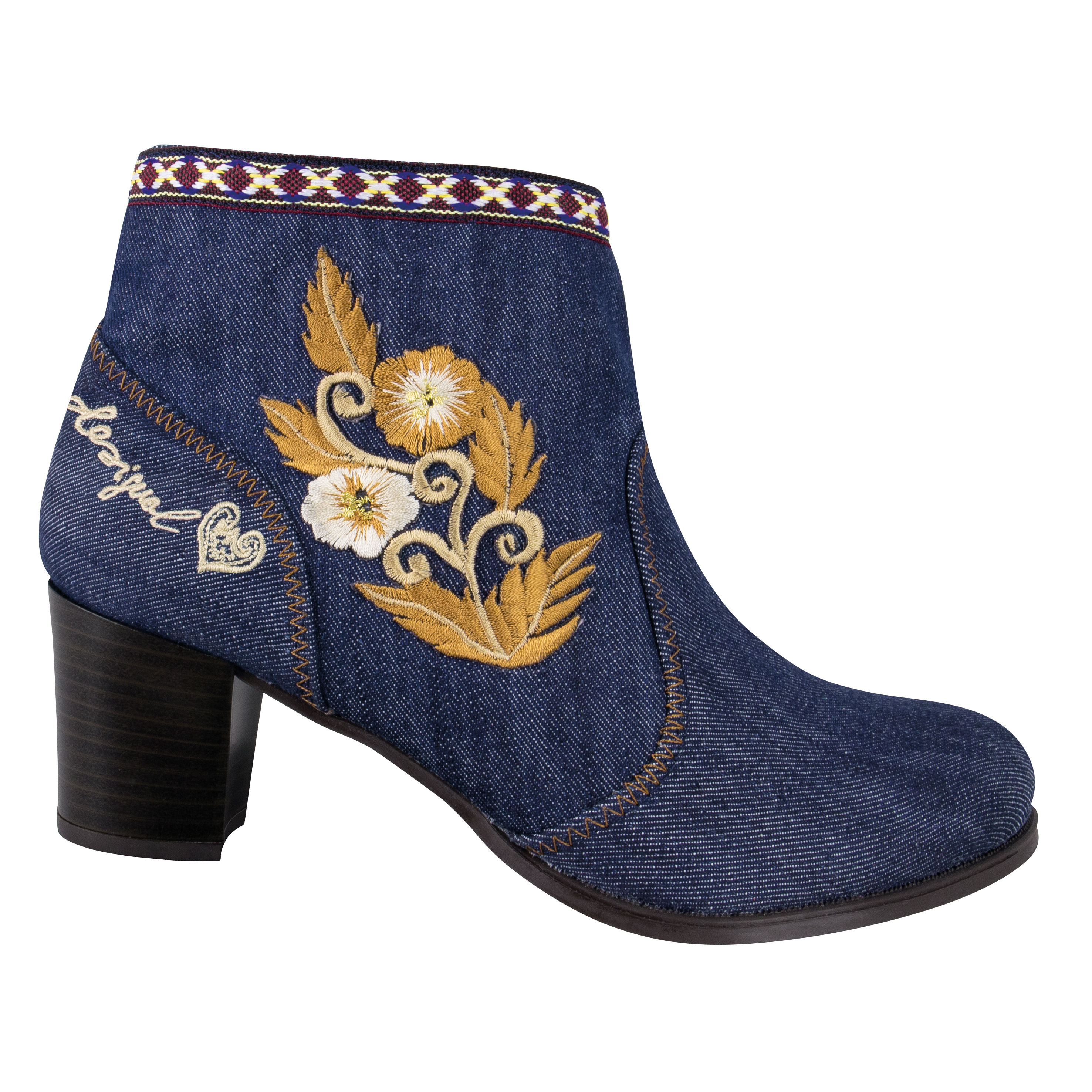 Desigual Kurzstiefelette aus buntem Jeans Textil Desigual Kurzstiefelette aus buntem Jeans Textil