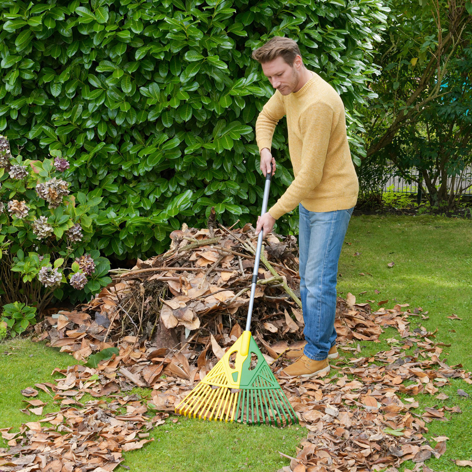 Râteau De Jardin Télescopique 1.2m - 14 Dents En Acier - Pour Sol, Feuilles, Nivellement - Manche Réglable