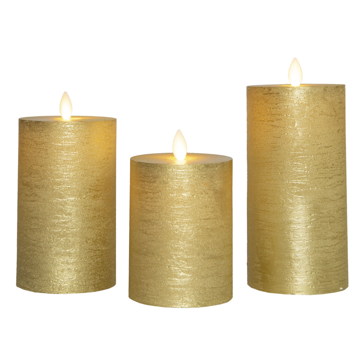 Stumpenkerzen 3er-Set – Akkubetrieben,Echtwachs, Gold kaufen ⋆ Lehner