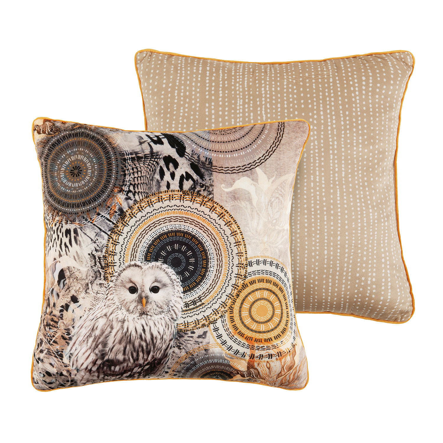 Zierkissen Mit Eule Und Mandala Motiven In Schonen Brauntonen Gunstig Lehner Versand