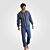 Pyjama long en coton pour hommes, bleu