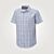 Chemise à carreaux et à manches courtes en coton, bleu repassage superflu