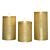 Set de 3 bougies, cire véritable, doré