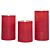 Bougies, set de 3, cire véritable, alimenté par batterie, rouge