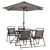 Table avec 4 chaises et parasol