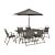 Table avec 6 chaises et parasol