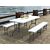 Table et bancs de fête pliable, combinable, blanc